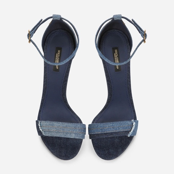 Dolce & Gabbana Patchwork denim sandals with baroque DG heel - Picture 4 of 7